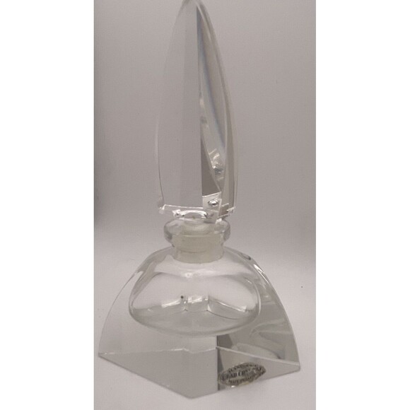Vintage Hand Cut Art Deco Beveled Lead Crystal Perfume Bottle 5" Stopper Japan - Picture 11 of 11